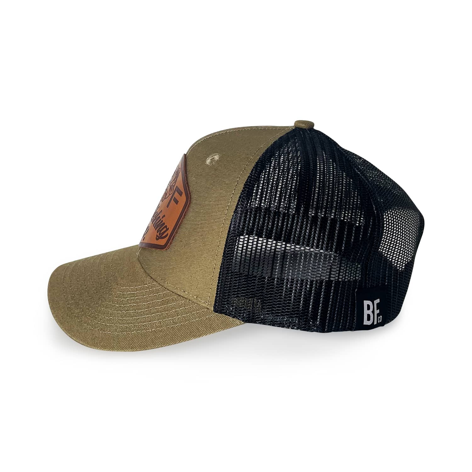 BFco Leather Logo Olive Green Hat Stylish design