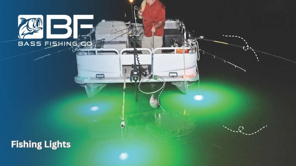 secrets of finding fishing lights. A man with green light in lake